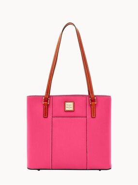 Dooney & Bourke Pink Leather Tote with Contrast Tan Straps